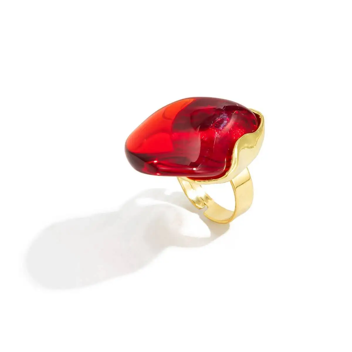 SHIXIN 2026 موضة مطعمة الراتنج الاكريليك قابل للتعديل خواتم للنساء ريترو غير النظامية الذهب اللون المفصل الدائري خاتم هدايا مجوهرات أنيقة #5