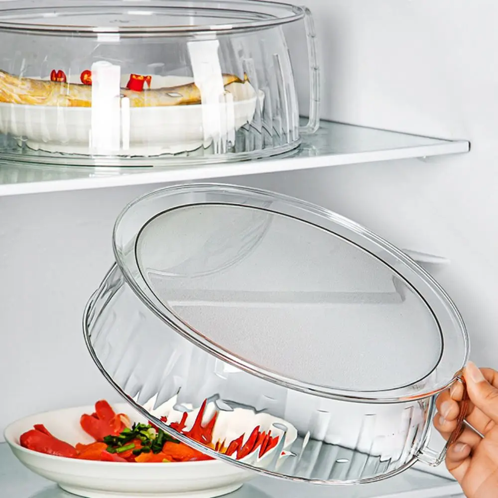 

Transparent Microwave Food Cover with Handle Heat-Resistant Microwave Splatter Guard Stackable PC Food Plates Freezer