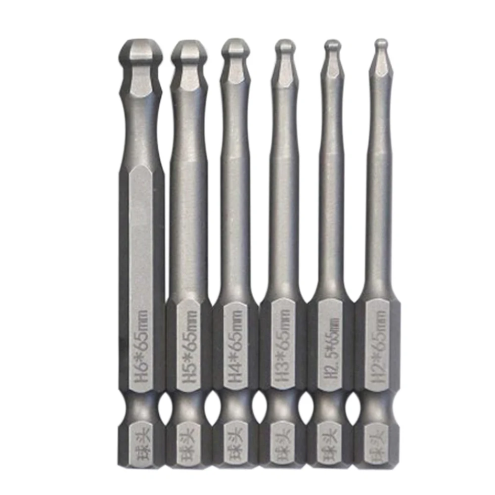 Long Ball End Hex Screwdriver Bit Metric Hex Bit Cabeça de Lote Magnética Driver Bit Ferramentas Manuais 65 mm 1pc