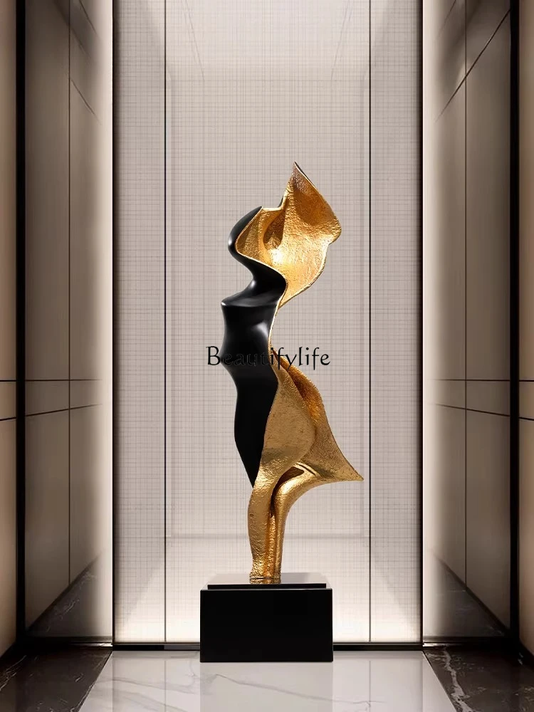 

Hotel lobby fiberglass abstract sculpture artwork opening large ornament hall floor decoration