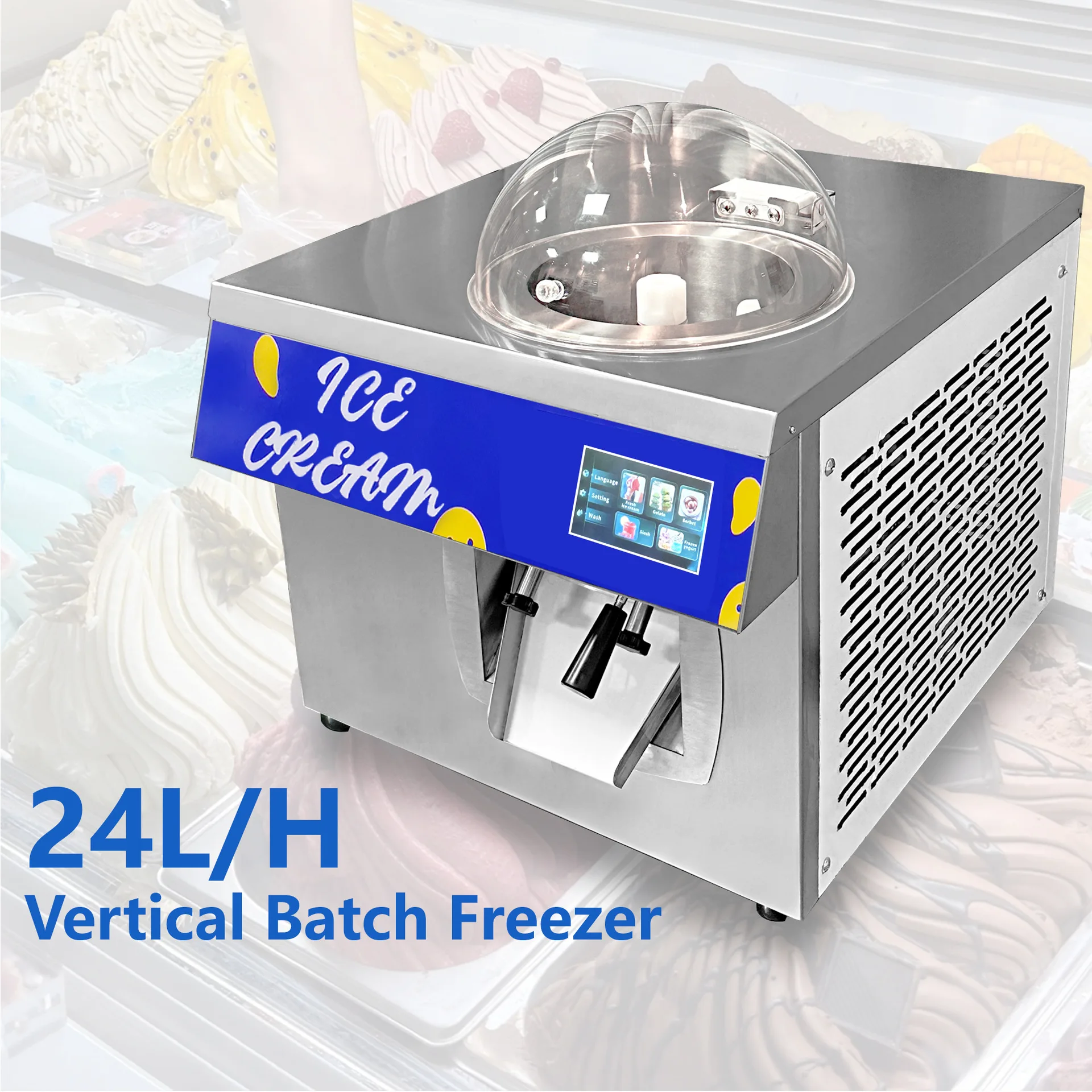 آلة الآيس كريم 24 لتر / ساعة، معدات القهوة ذات سطح الثلج للمقهى، آلة صنع الجيلاتو الإيطالية