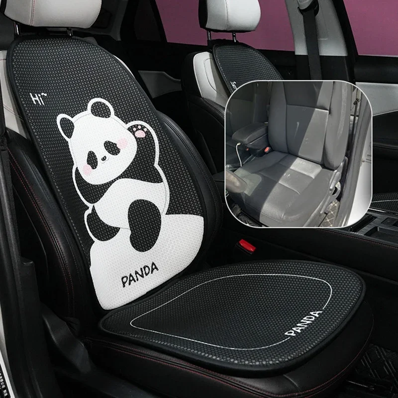 Panda Cartoon Car Seat Cushion Pad, Universal Car Seat Cover All Season, Ice Silk Breathable Dust Proof Interior Decoration