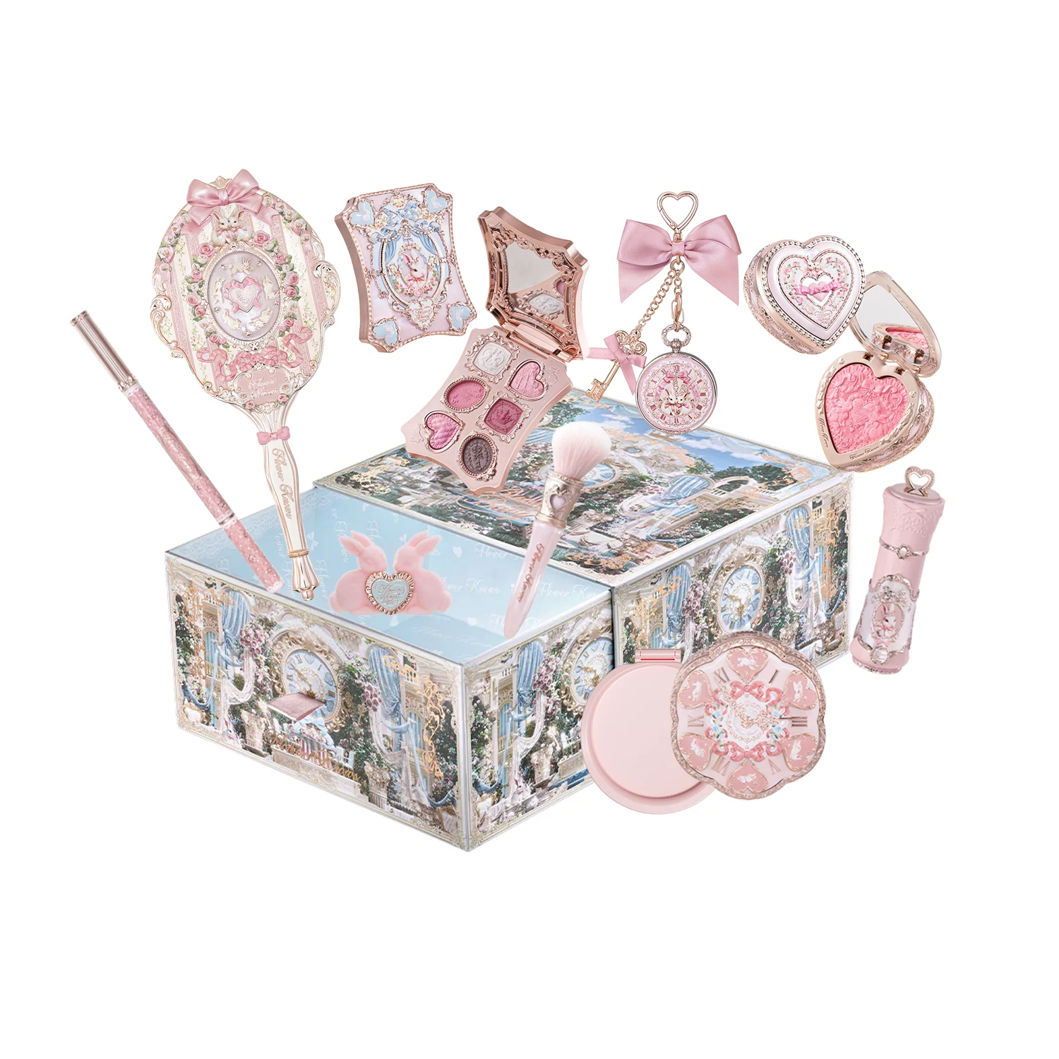 

Flower Knows Bunny Garden Makeup Set - Vegan Cruelty-Free Cosmetics Box with Blush Eyeshadow Lip Gloss High-Quality Gift Set