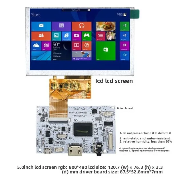 4.3 5 inch LCD Controller Board Kit, USB 5V HDMI-compatible Audio Driver Board for Small LCD Screen DIY Sub Monitor