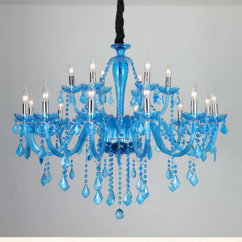 Nordic Luxus Blau Kristall LED Kronleuchter Restaurant Schlafzimmer Kaffee Shop Bekleidungsgeschäft Hotel Club Anhänger Lampe Kunst Dekor Licht