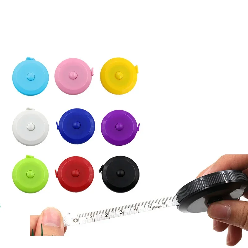 

80pcs Circular Tape Measure 1.5 Meters Automatic Telescopic Tape Measure Portable Measuring Clothes Mini Soft Leather
