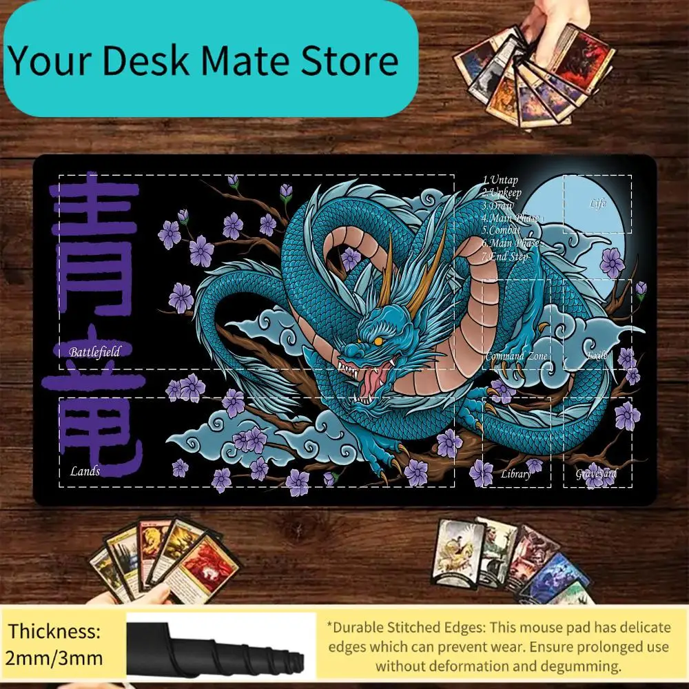 

Игровой коврик для карточных игр с дизайном «Цветы вишни и магия драконов», коврик для настольных игр MTG TCG, коврик для командных сражений Commander Battle