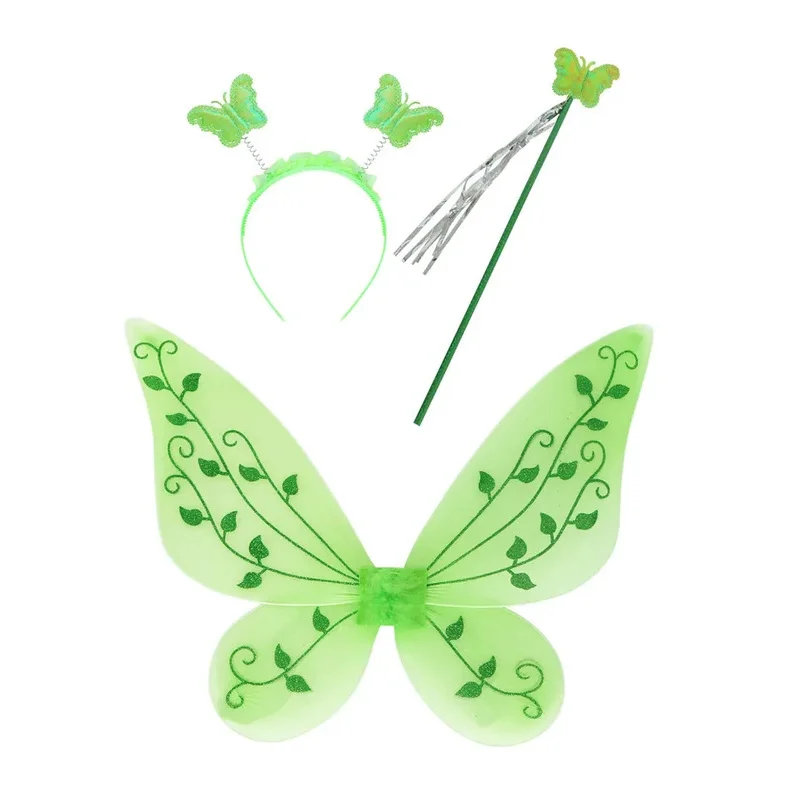Meninas tiana princesa acessórios tinker bell cabeça banda coroa varinha luvas colar pulseira brincos conjuntos de asas para crianças festa @ 0z *