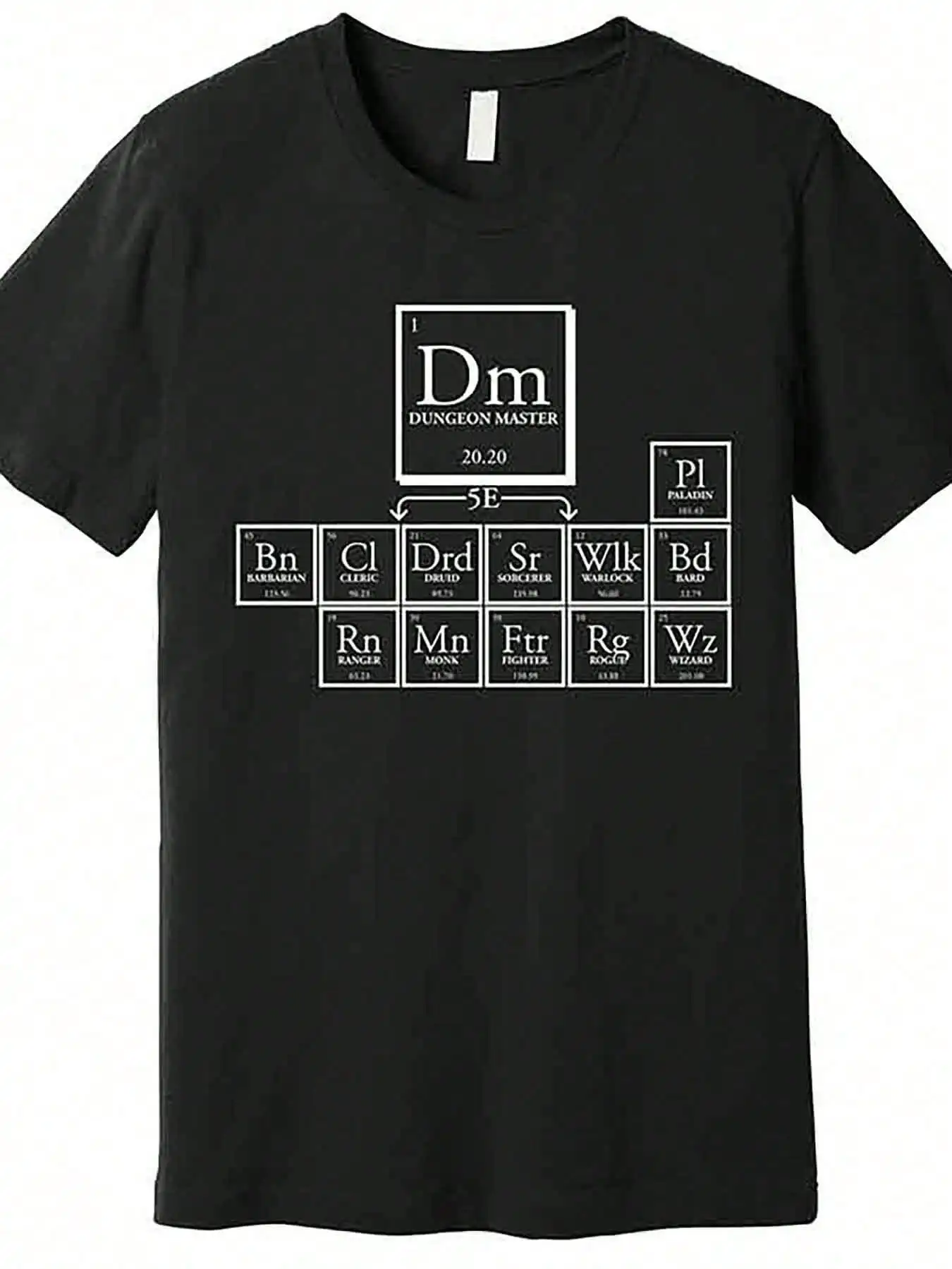 

Dungeon Master Periodic Table T-Shirt 100% Cotton Crew Neck Short Sleeve Tee Geometric Print Casual Wear for All Seasons