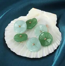 10pcs/LotSize:15mm Retro Flower Shape Imitation Jade Glass Metal Buttons Fashion Button Women's Shirt Cheongsam Sewing(SSA-3328)