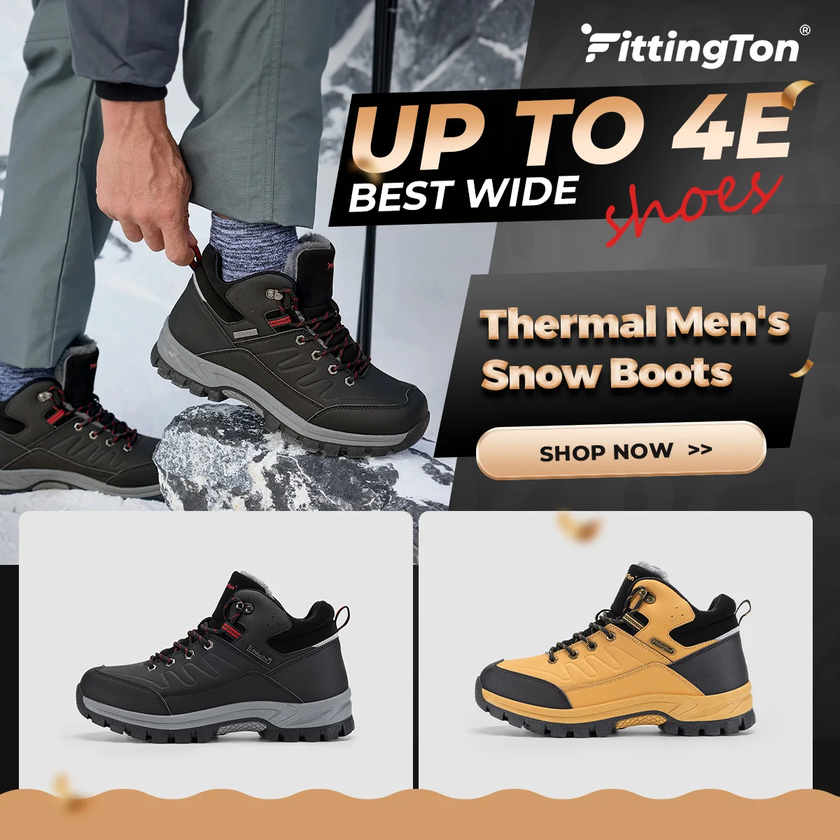 Men's Winter Snow Boots – Thickened Soft-Soled Warm & Cold-Resistant Casual Boots Comfort Non-Slip Durable Outdoor Hiking Shoes