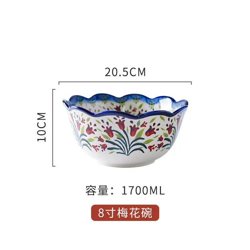 1700ML Polish style ceramic large tableware bread baking dish soup salad fruit ramen noodles bowl home decor Kitchen supplies