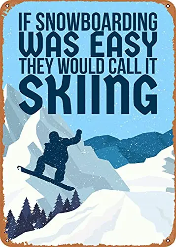 Snowboarding  Poster Vintage Look Metal Sign Patent Art Prints Retro Gift 8x12 Inch