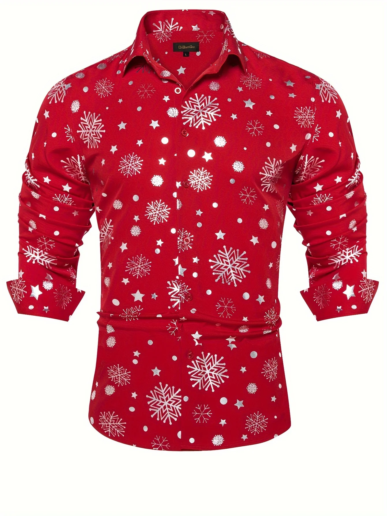 Nieuwe Mode Kerstthema Cartoon Patroon Heren Lange Mouwen Button-Down Shirt Lente En Herfst, Creatieve Herenfeestkleding