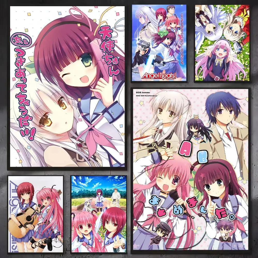 1pc Anime Angel Beats Poster Sticker Print Waterproof Wall Art For Living Room Bedroom Home Decor