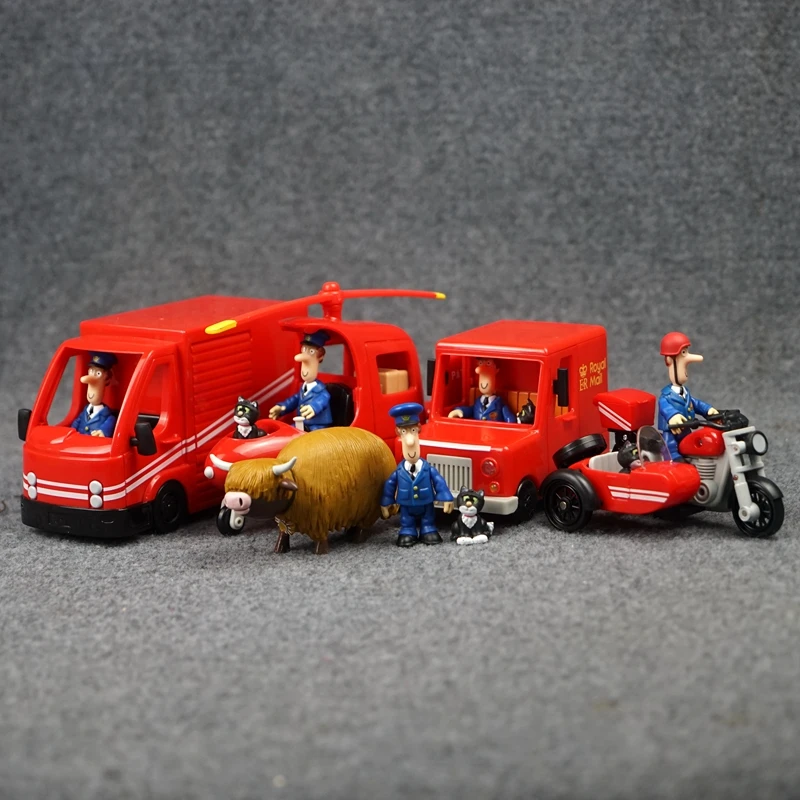 

Postman Pat Figure PVC Anime Van Car Helicopter Vehicle Toy Mail Pat Model Kid Birthday Gift Figuras Micro Landscape Decoration