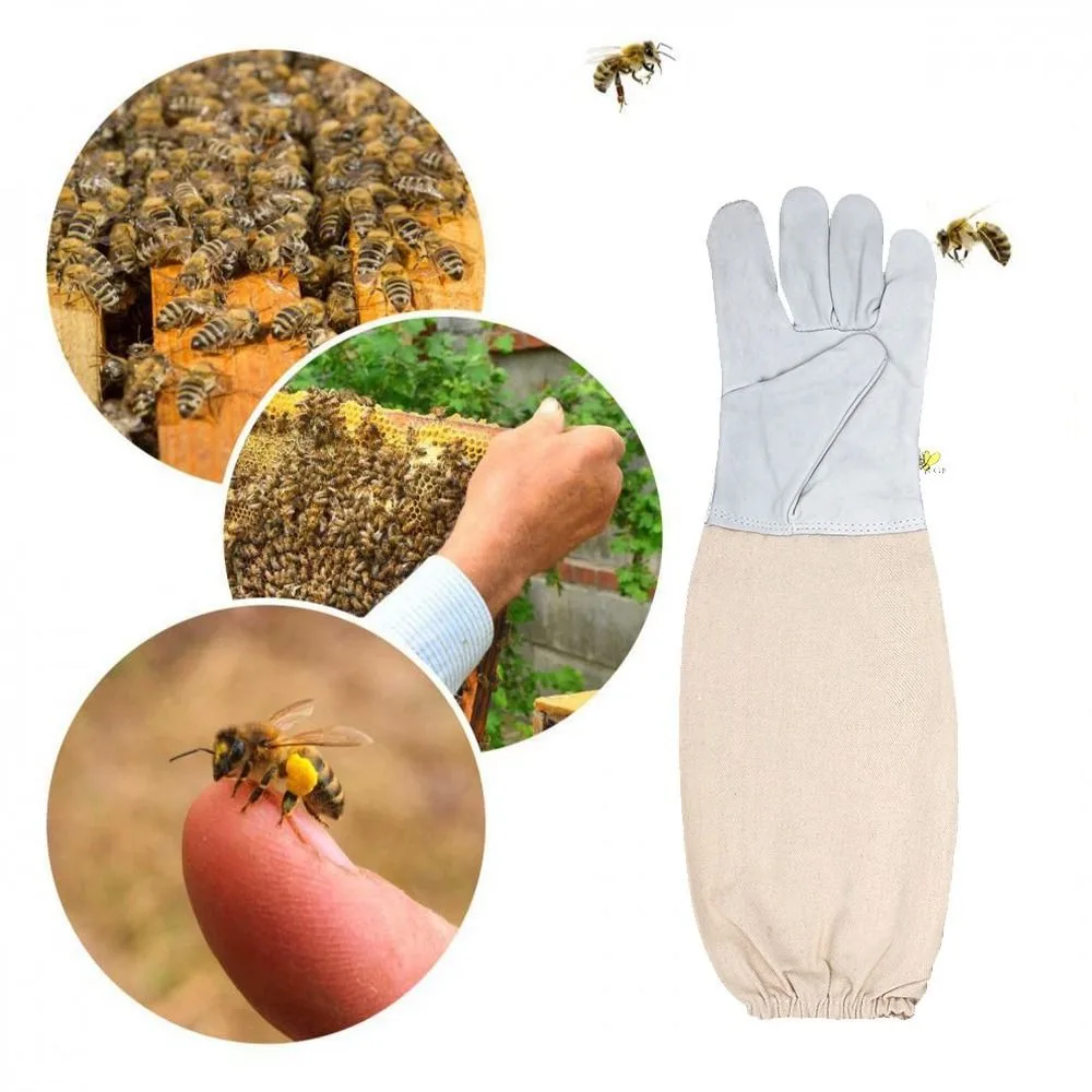 

Professional Anti Bee Gloves 1 Pair Safe Beekeeping Gloves Anti-sting Anti-bee Gloves Canvas Sheepskin Beehive Tools