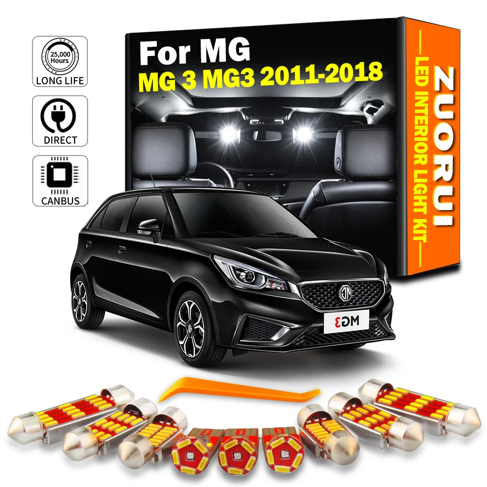 ZUORUI 6Pcs Car Accessories For MG 3 MG3 2011 2012 2013 2014 2015 2016 2017 2018 LED Interior Map Reading Light Kit Indoor Bulbs