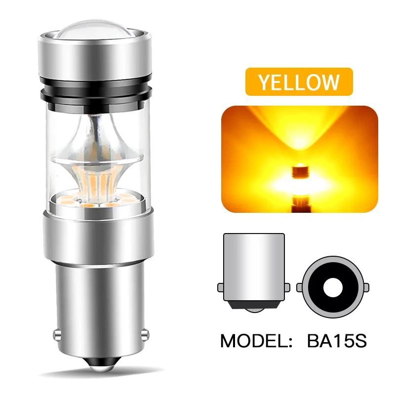 2 Stück 100 W 1156 BA15S P21W Canbus DRL Stop Rückfahrlicht 12 V Weiß Rot Gelb LED-Lampen Blinker Lichtzubehör Fehlerfrei