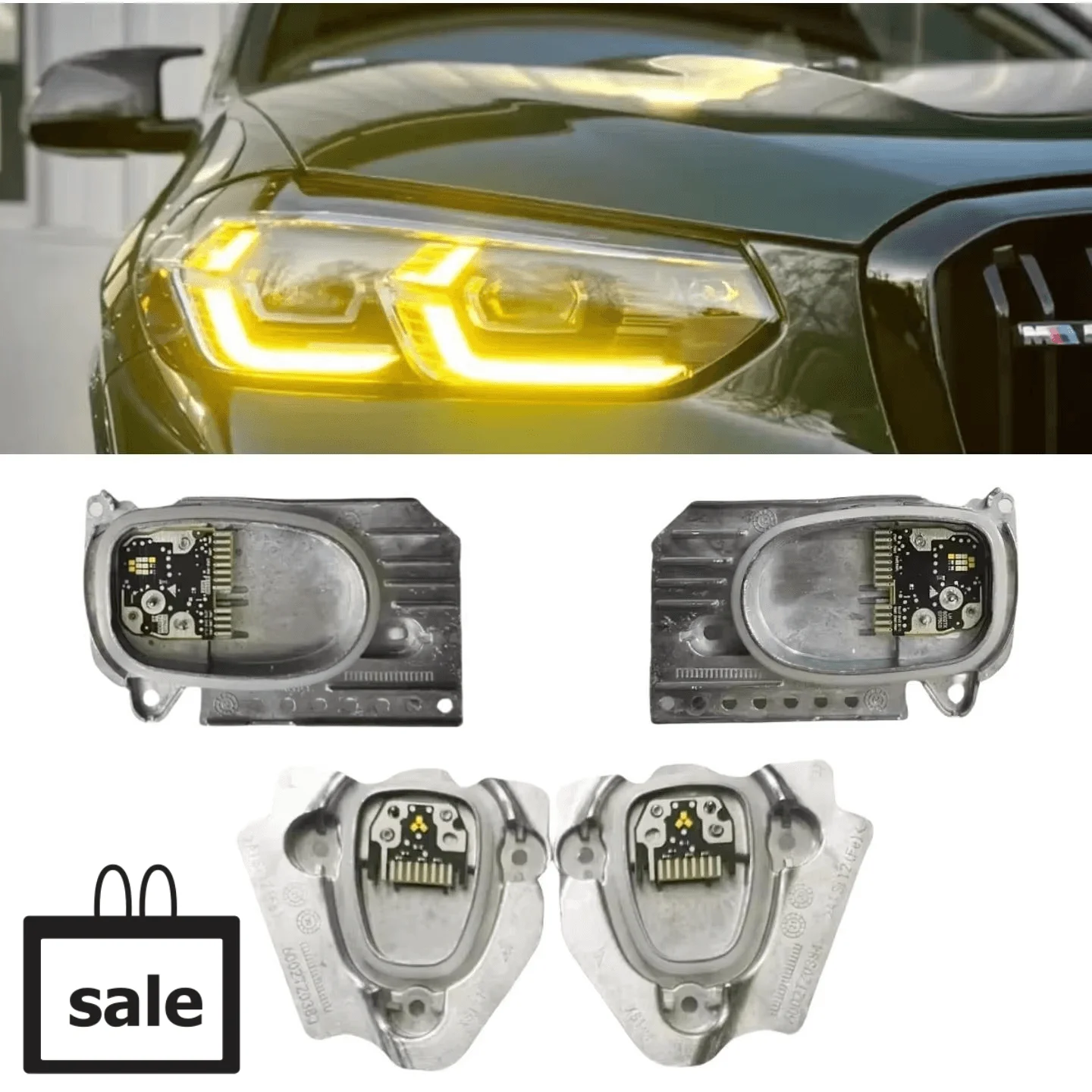 

Желтые светодиодные модули дневных ходовых огней для BMW X3 X3M G01 X4 X4M G02 F97 F98 LCI 2022 2023 Адаптивная фара DRL Angel Eye