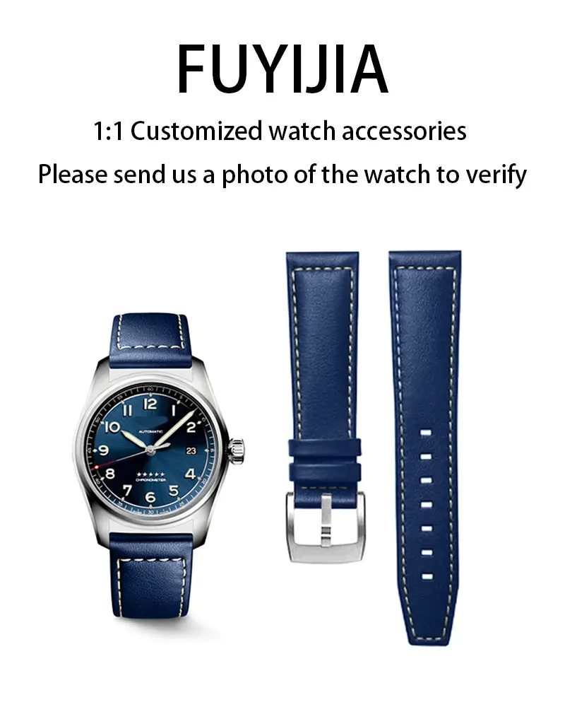 

FUYIJIA Custom L-ongines L3.810 Original Watchbands 316L Stainless Steel Pin Buckle Cowhide Strap 21*19mm 22*19mm Leather Belt