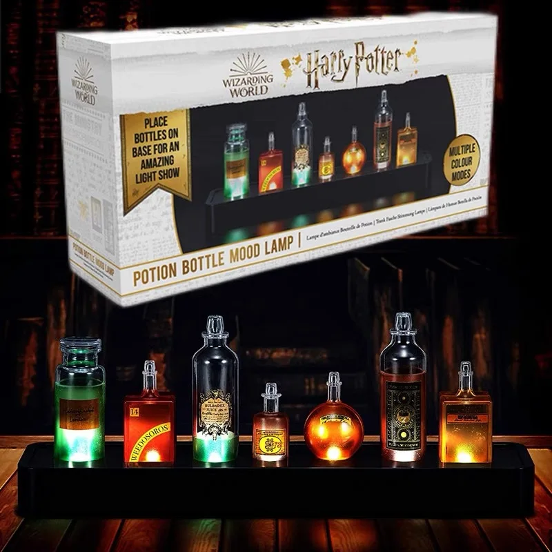 Botella de poción del mundo mágico de Harry Potter, luz decorativa controlada por voz, Flash de Color, atmósfera coleccionable, juguete para regalo para niños