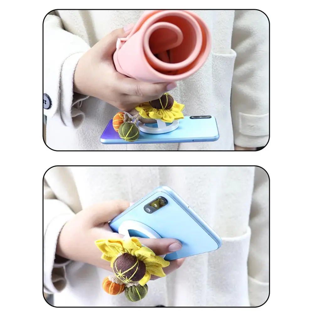 Hot Trend New Sunflower Mobile Phone Holder Creative Diy Back Adhesive Strip Finger Buckle Lipstick Holder For Women Gift O2Y6