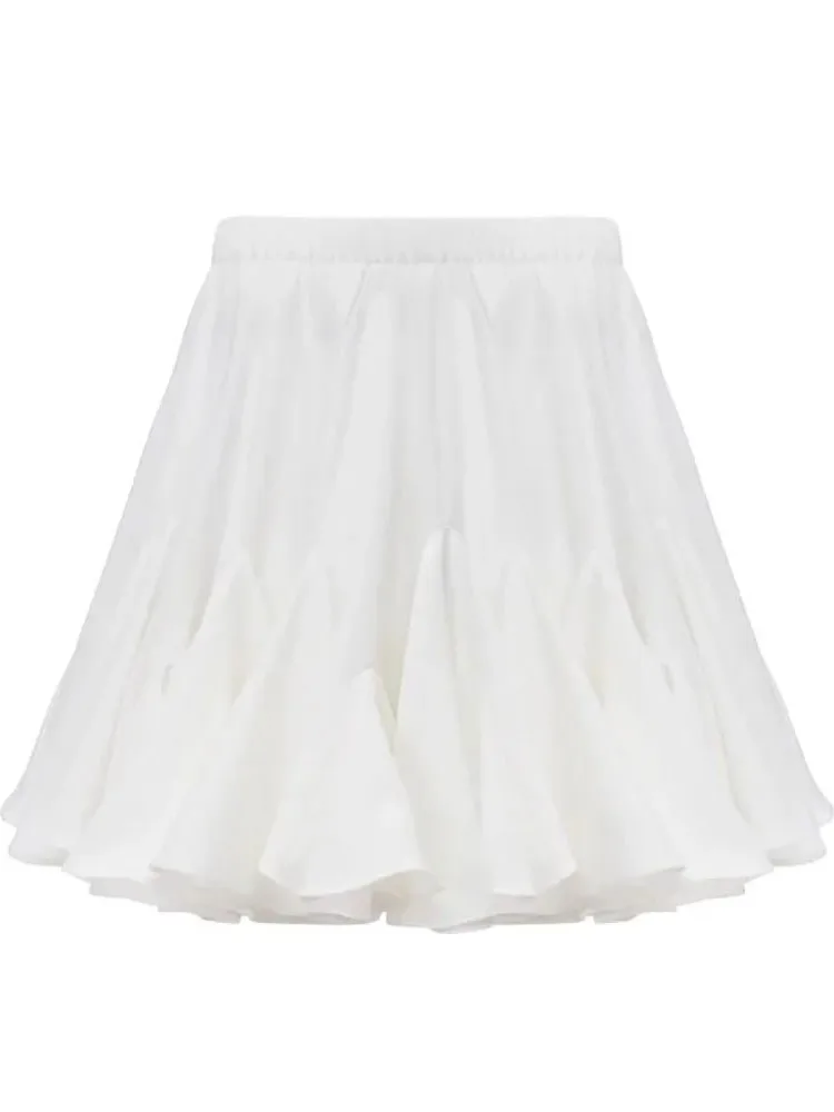 Y2K Women\'s Skirt Solid Color Fashion Trendy Ruffles Mini Pleated Skirts Kawaii Aesthetic High Waist A-line Skirt Alt Clothes