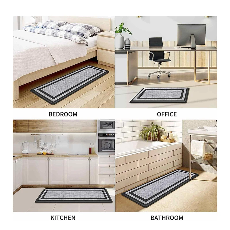 Anti-Fatigue And Anti-Skid Mats For Kitchen Floor Mats, Household Oil-Proof And Floor-Free Durable Black