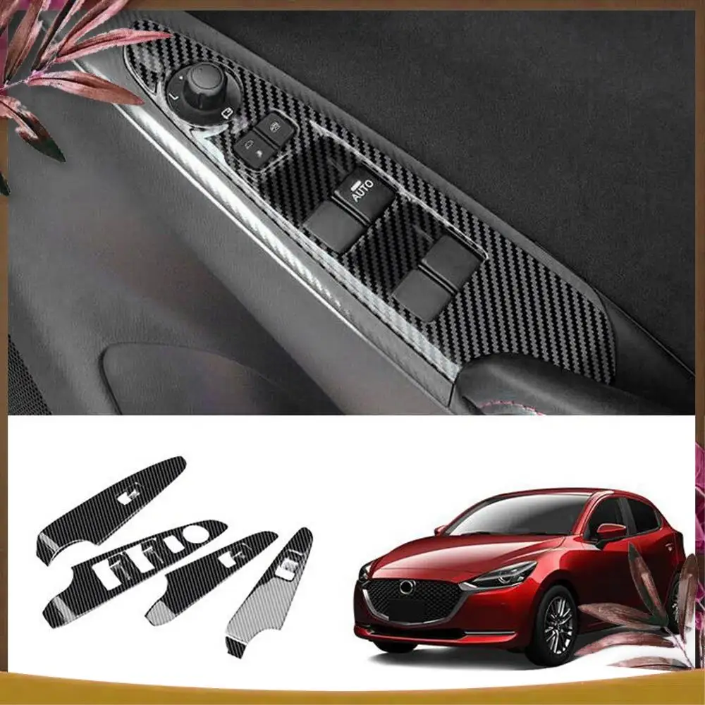 

AB59-Car Window Glass Lifter Switch Panel Window Lifter Switch Decorative Cover For Mazda 2 2019-2021 RHD