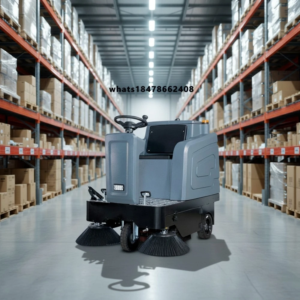 Road Sweeper Street Cleaning Floor Sweeper Electric Battery Powered Self-Propelled Heavy Duty Ride-On with Side Brush