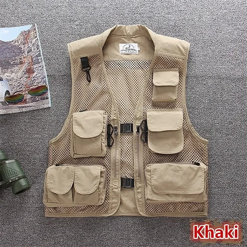 Men Multifunction Quick-Dry Mesh Tactical Vest Summer Outdoors Multi Pocket Jackets Waistcoat Men Professional Photography Vests