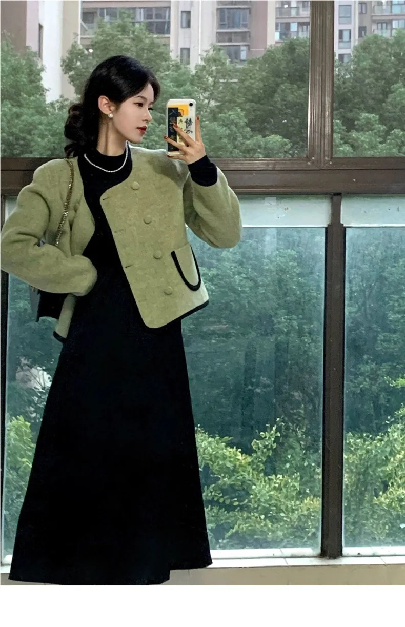 

Tweed Jacket Distressed Womens Harajuku Hipster K-Pop Patched Young Outdoors Function School College Campus Dorm Fitted Elegance