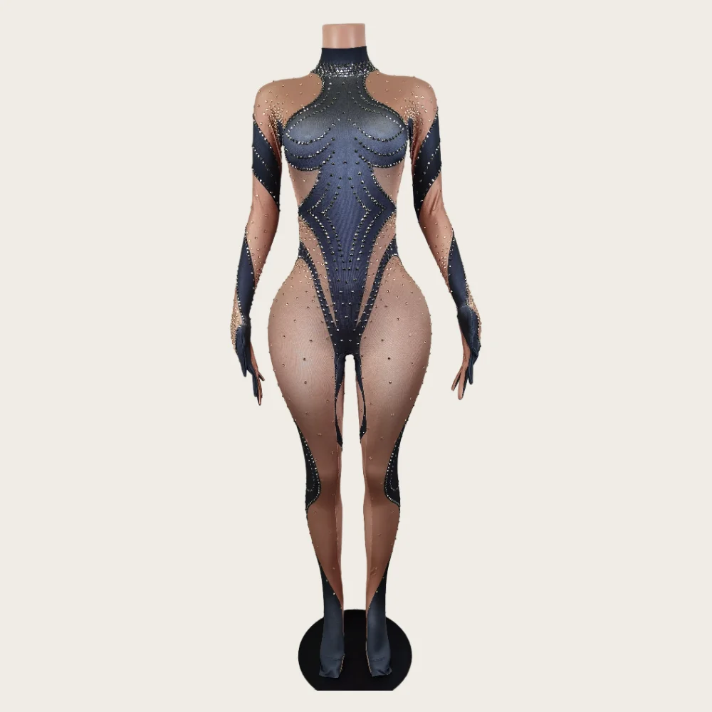 

Fashion Print Crystal Pole Dance Leotard Spandex Bodysuit Club Party Prom Rompers Elegant Women Sexy Stage Performance Jumpsuits