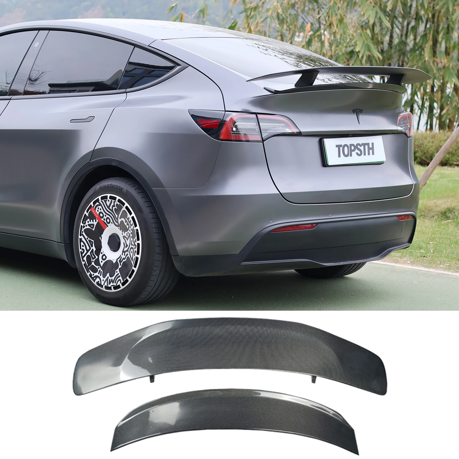 LMTUNING Tesla Model Y Carbon Fiber Spoiler Wing Performance Rear Spoiler Trunk Wing Lip for 2021-2022 Tesla Model Y Accessories