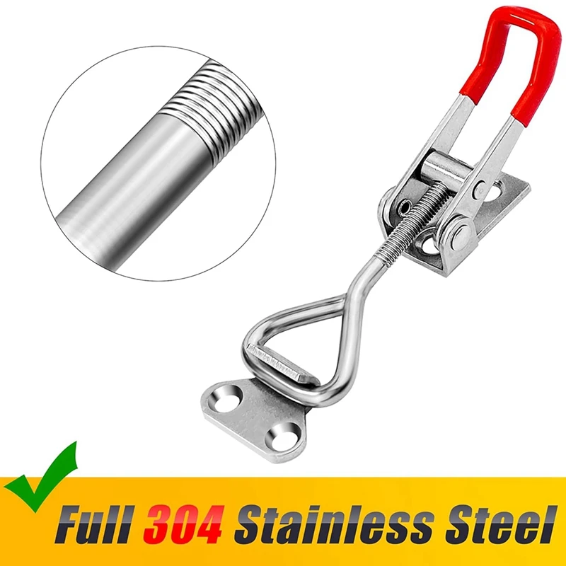 ABBO-4 Pack Toggle Latch Clamp 4001 Adjustable 304 Stainless Steel Toggle Hasp Latches untuk asap tutup Jig Freezer