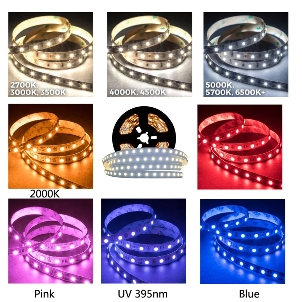 3Years Guarantee CRI+90 LED Strip Lighting 24V 12W/m 120LED/m Width 8mm White Blue Yellow UV For Home