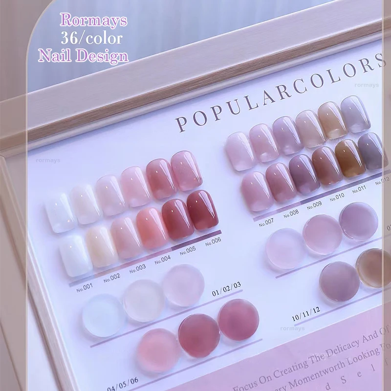 Rormaile-Verhéritage à Ongles UV Durable, Kit Bleu d'Amélioration des Ongles, Art Populaire, Gel Mixte, Gelée Violette, Automne et Hiver, 36 Pièces