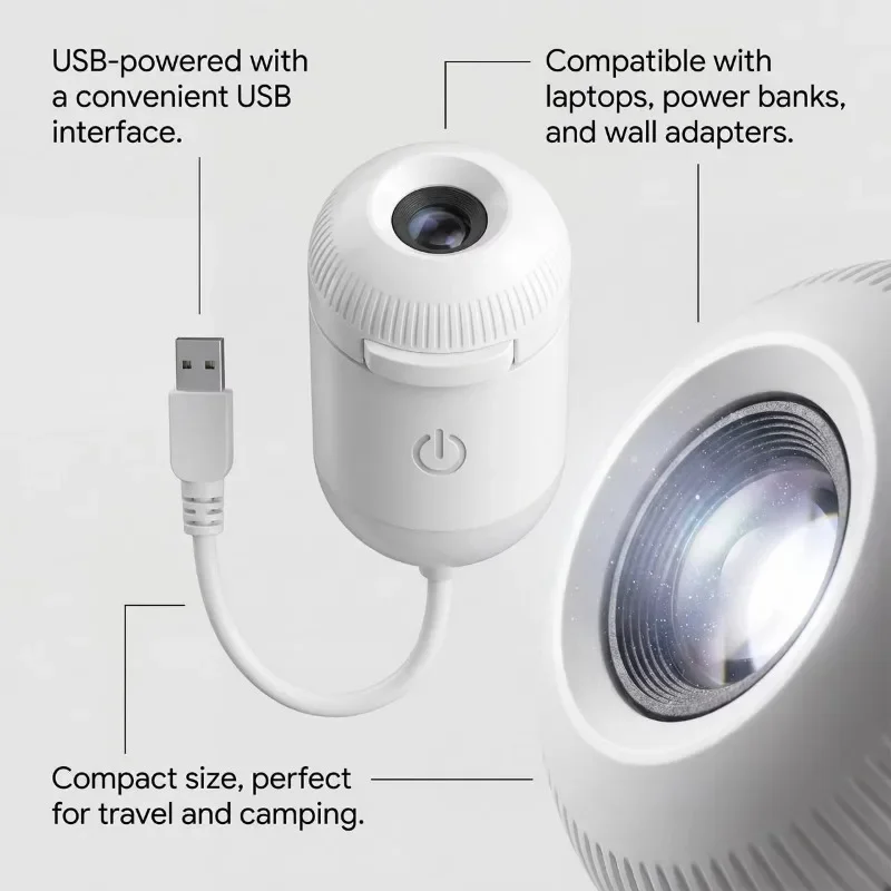 2026 new 2-in-1 mini projector LED wiring-free, starry sky atmosphere suitable for bedroom sleep and decorative gifts