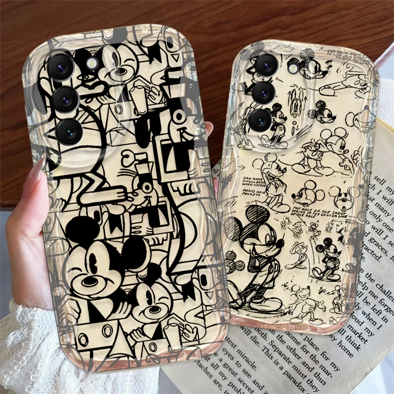 Disney Retro Mickey For Samsung S24 S23 S21 S20 Ultra Plus FE A73 A72 A71 A51 A05S A05 5G Wave Oil Cover Phone Case