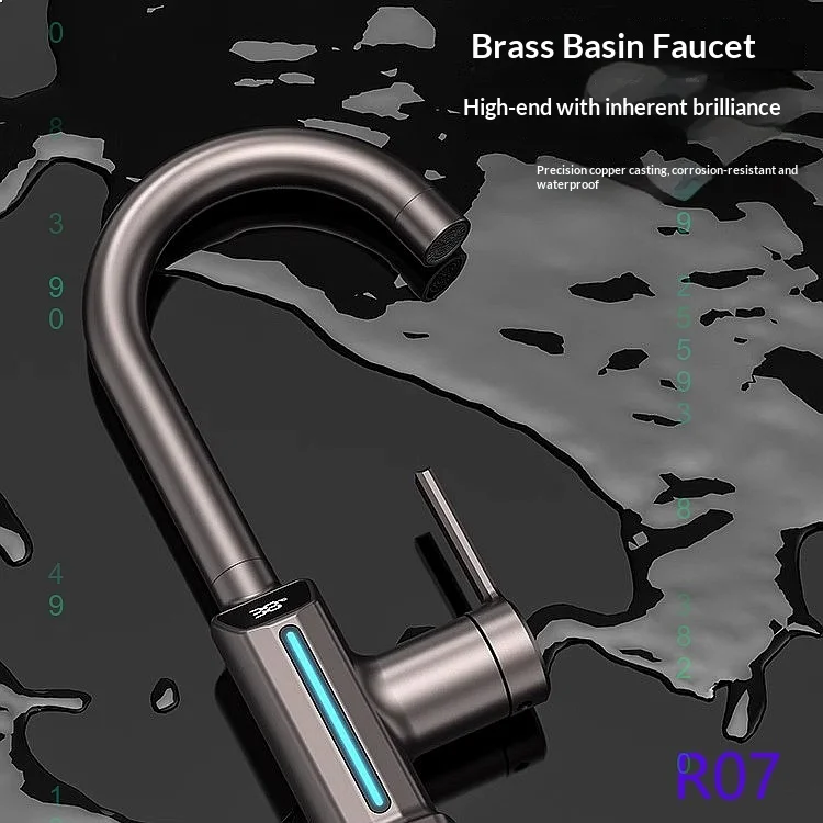 Bathroom Faucet Brushed Gunmetal Solid Brass Basin Mixer Tap Nordic Simple Luxury