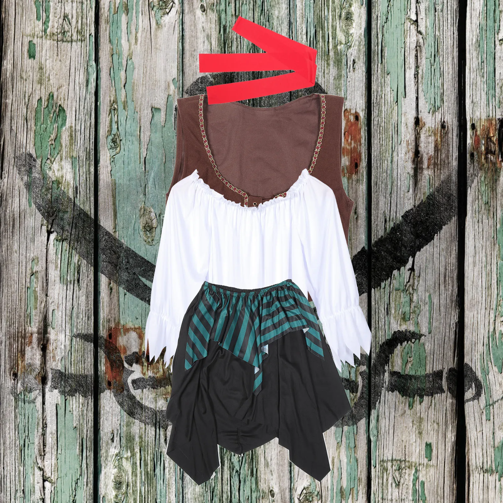 

1 комплект, костюм пирата, женский легкий тканевый многоразовый костюм пирата для взрослых, карнавальный костюм на Хэллоуин, одежда для вечеринки на Хэллоуин