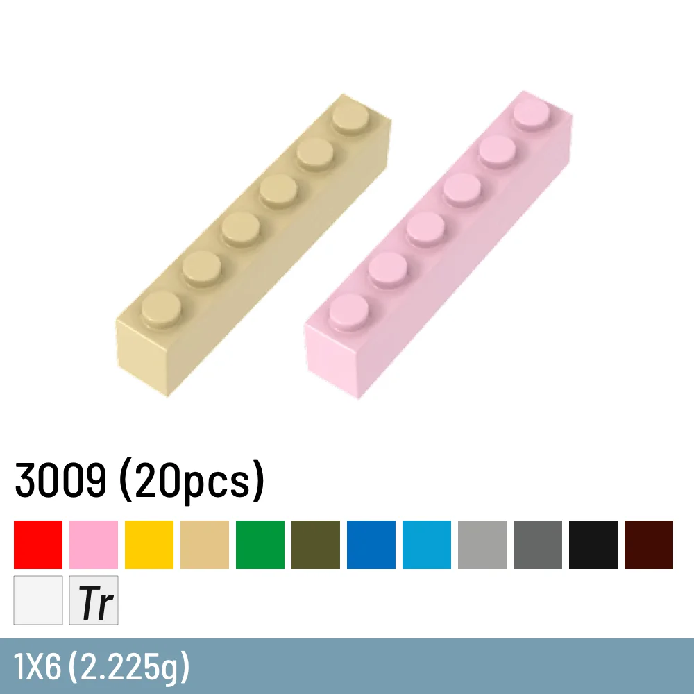 DIY 빌딩 블록 두꺼운 피규어 벽돌, 3009 벽돌 플라스틱 크기, 어린이 브랜드 장난감과 호환, 1x6 도트, 20 개