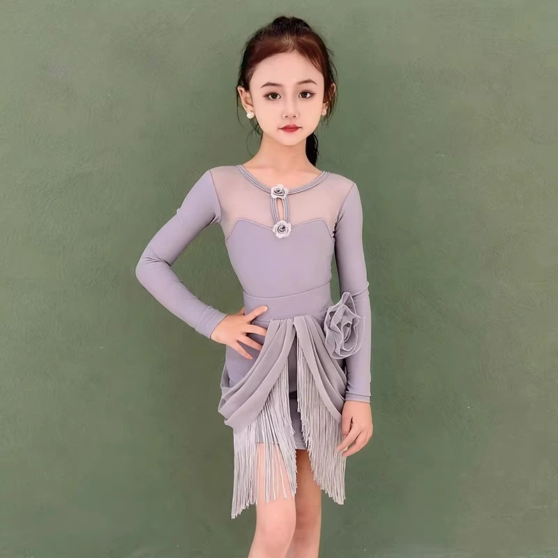 

Детское профессиональное платье для латинских танцев, костюм для танго, сальсы, самбы, бальных танцев, сценический костюм