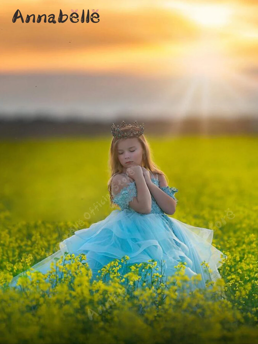 Annabelle-Vestidos largos de princesa para niña, vestidos largos con diseño de moda, para fiesta de noche y boda