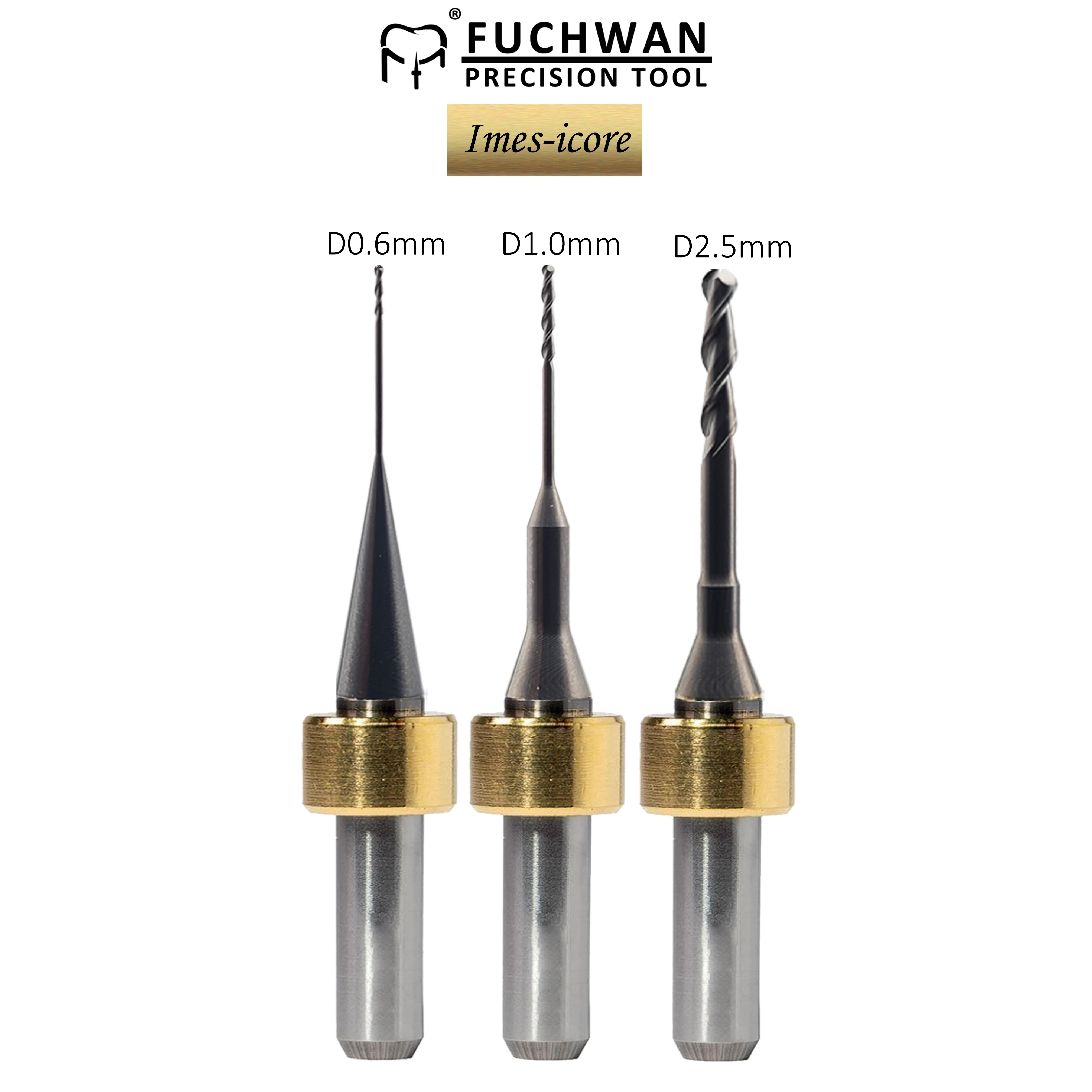 Fuchwan Dental Milling Tools Fit for Imes-Icore 350/550/750 Machines  Zr/PMMA/Wax Tungsten Cutting tools-Overall Length 53mm