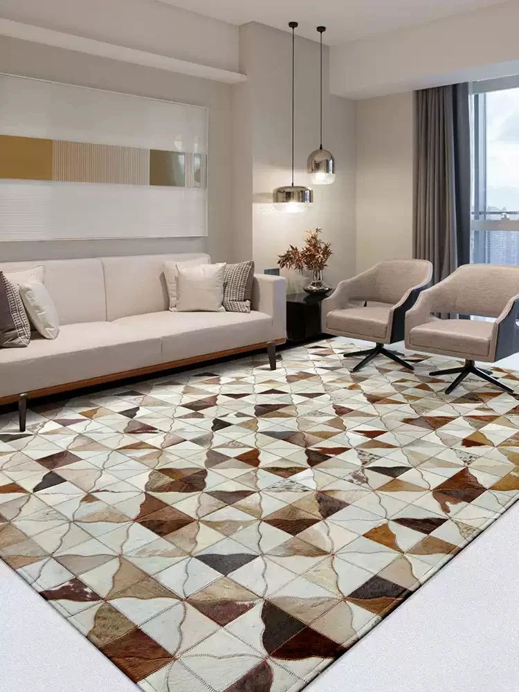 Высококачественный ковер из воловьей кожи, сшитый вручную Американский роскошный фотоковрик, модель журнальный столик для гостиной может быть настроена