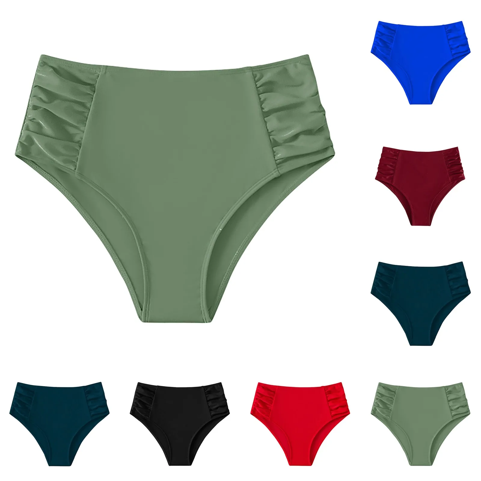 Women's High Waist Basic Swimming Bottoms Full Coverage Bikini Split Swimsuit Briefs Solid Color Comfy Swimming Trunk