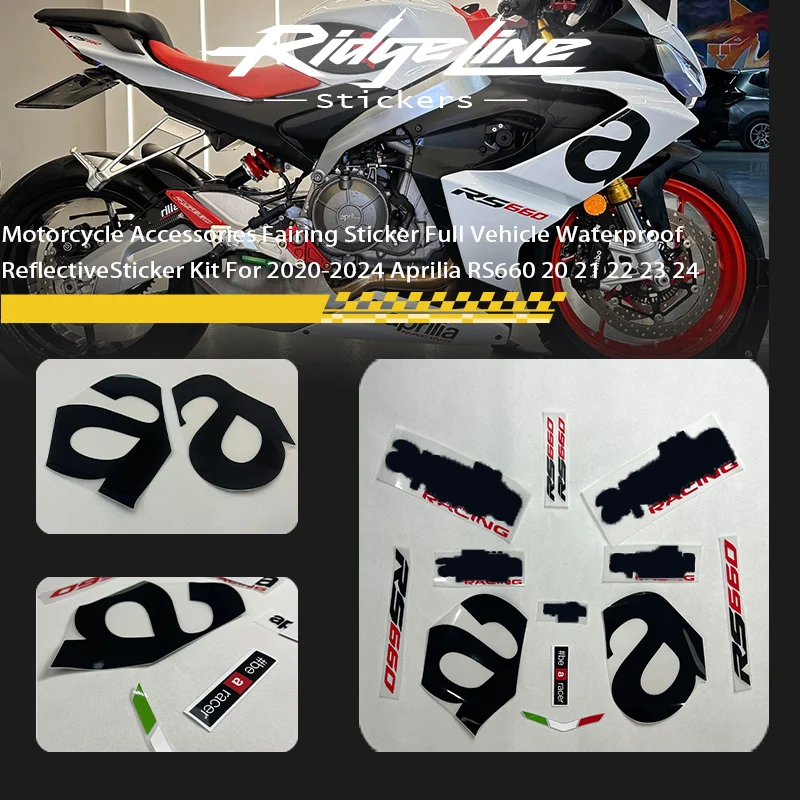 Аксессуары для мотоциклов, наклейка на обтекатель, полный автомобиль, водонепроницаемая светоотражающая наклейка, комплект для Aprilia RS 660 20 21 22 23 24