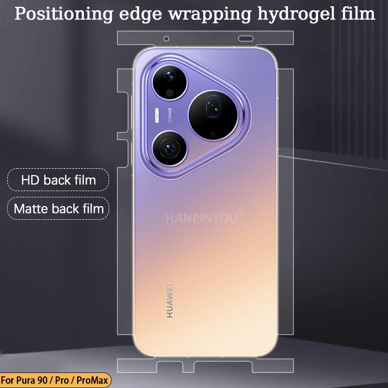 Für Huawei Pura 90 Pro Max Positionierungsfolie Seitenrand Rückenschutz Kratzfeste Selbstreparatur Matt/HD Bildschirm Weiche Hydrogel-Folie